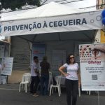 #PraCegoVer imagem da tenda "Prevenção à cegueira" com o Banner do Grupo Retina Minas