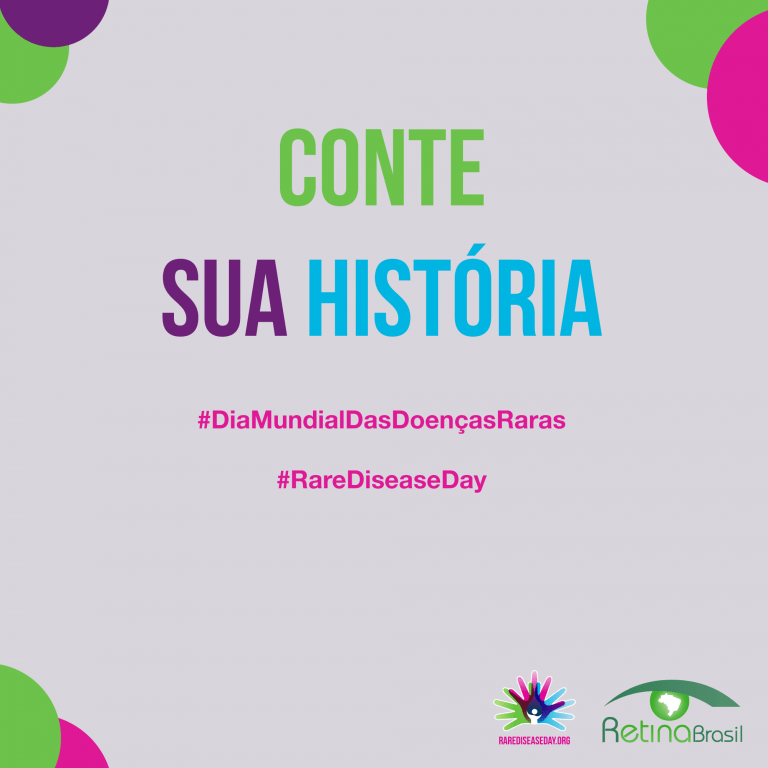 #PraCegoVer iamge ilustrativa com o escrito: "Conte sua história #DiaMundialDasDoençasRaras #RareDiseaseDay"