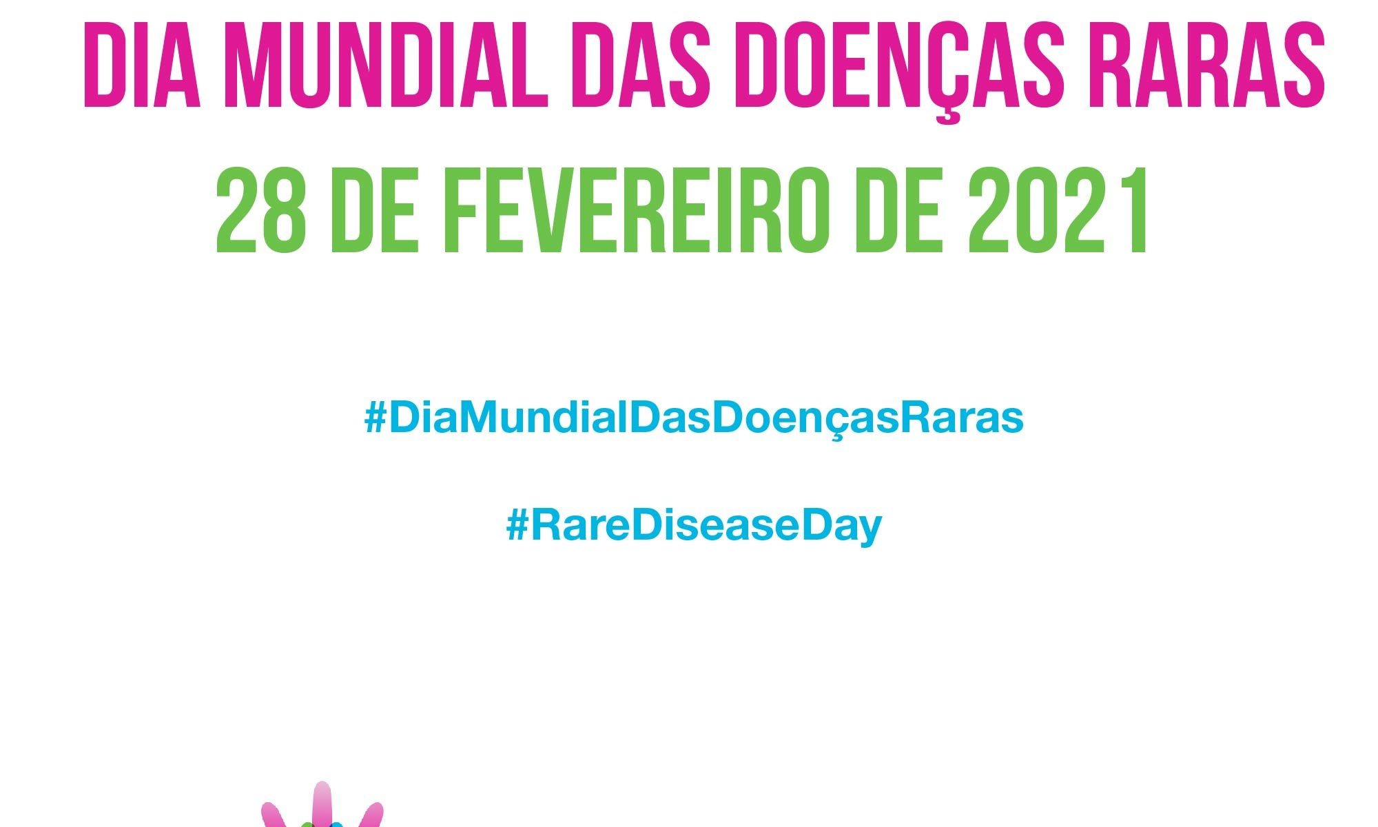 imagem de fundo claro está escrito "Nós apoiamos o Dia Mundial das Doeças Raras 28 de fevereiro de 2021" e há as logos do Dia Mundial das Doenças Raras e da Retina Brasil