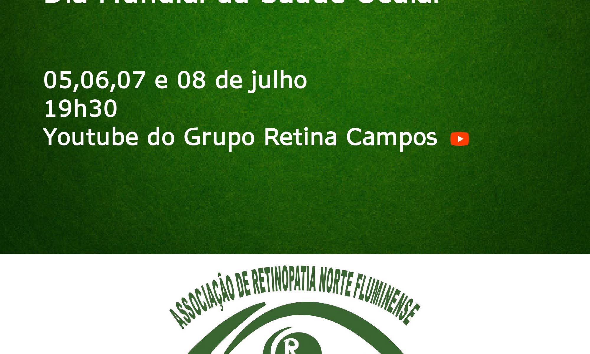 imagem de fundo verde escuro com as informações sobre o evento e a logo do grupo Retina Campos